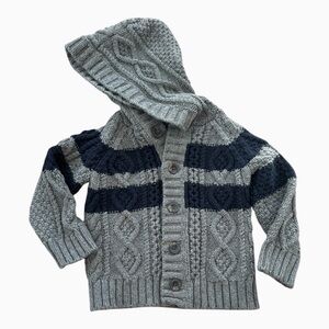 babyGap Gray and Navy Knit Sweater w/Hood